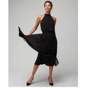 NWT White House Black Market Pleated Halter Midi Dress 8 black in color MM3